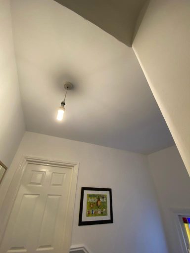 Landing ceiling after boarding, skimming and painting.